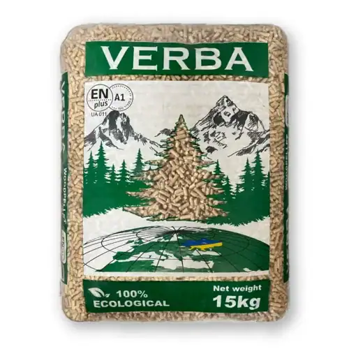 VERBA borovicové pelety EN PLUS A1 světlé VERBA – dřevěné pelety do kotle 15kg
