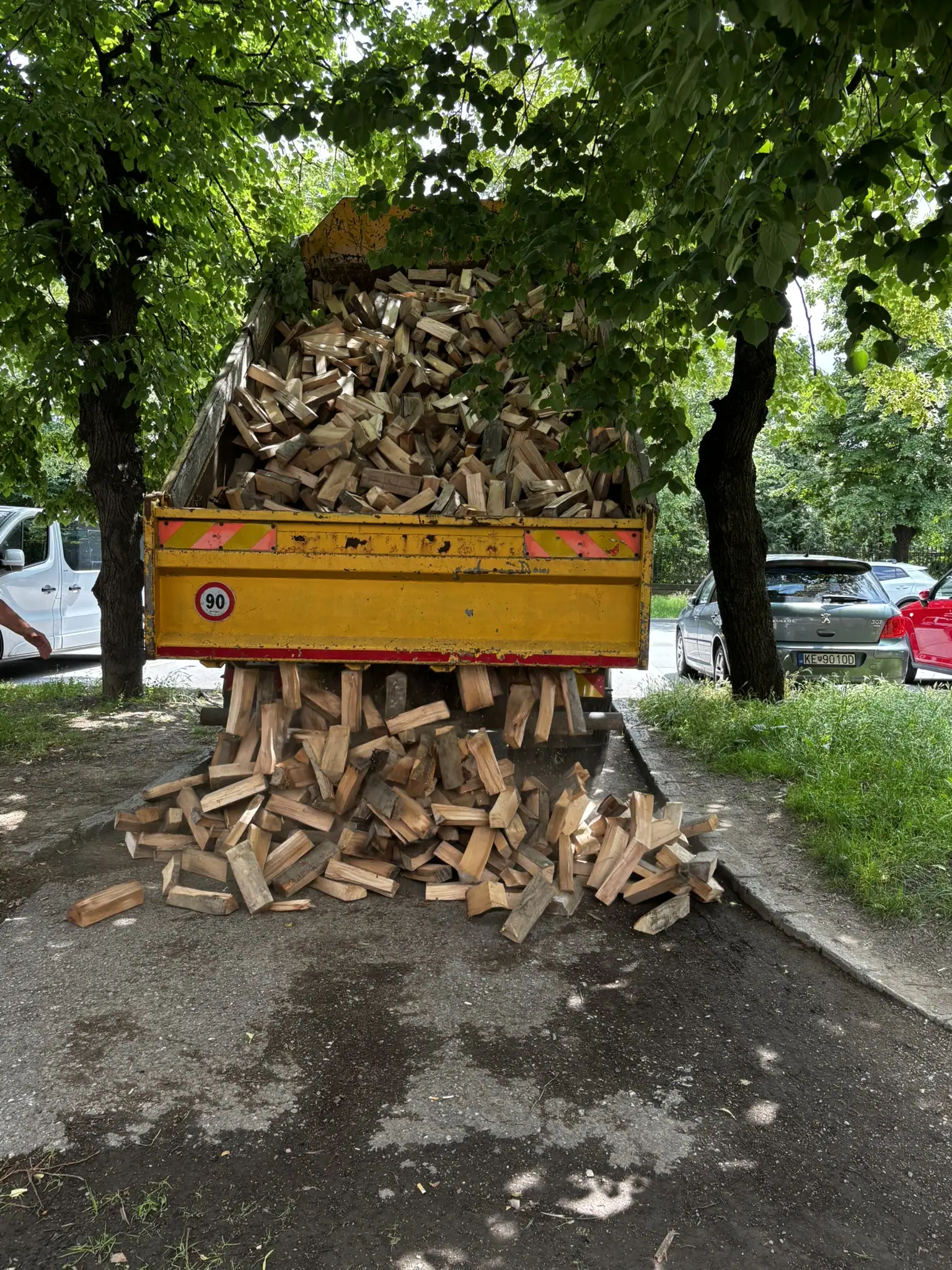 Štípané palivové dřevo připravené k dodávce